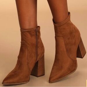 Steve Madden TouchDown Tan Suede Ankle Booties